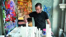 Art Student in Plaster Room of Foundation Building