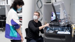 Working with staff in AACE lab