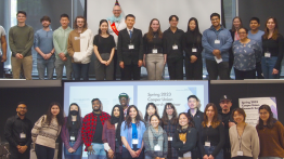 Session group photos with presenters, organizers, and faculty during Spring 2023 Research Seminar.