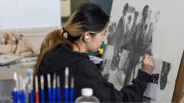 School of Art Student in their Studio Space