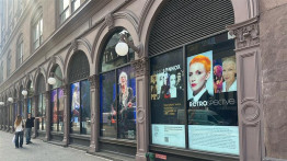 Image of posters in the Foundation Building windowss