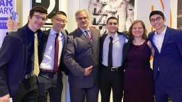 From left to right: Joshua Kitagorsky CE’21, Brighton Huynh CE’21, Adjunct Professor Joseph Viola, Mahmoud Khair-Eldin CE’21, Jenna Scott CE’21, and Evan Straus CE’21
