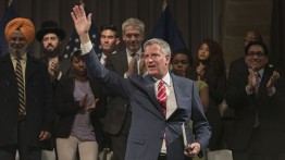 Mayor Bill de Blasio spoke to a capacity crowd in The Great Hall
