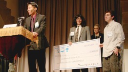 Members of The Cooper Union team accepting their winnings. Images courtesy of 'Dream it. Code it. Win it.'

