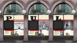 Installation detail of the Pullman Porters exhibition