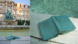'Fountain of Life' bronze dedication plaque at the New York Botanical Garden. Design by Stephan Doyle