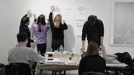 The workshop led by Paul Sahr pins up their 'lies'