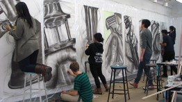 Charcoal drawing at the Saturday Program
