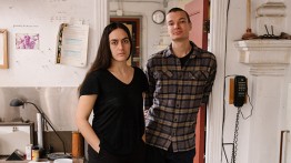 Audrey Snyder & Joe Riley in the Cooper shop. Photo by Natalie Conn A'02<br><br>