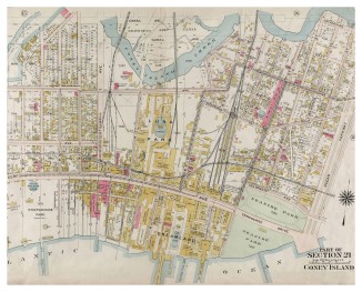 Plate 29: Coney Island. 1907. Atlas of the Borough of Brooklyn, City of New York. G.W. Bromley & Co. (Publisher). The Lionel Pincus and Princess Firyal Map Division, New York Public Library Digital Collections.