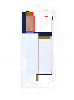 First Floor Fields and Elements No. 1, digital print with pencil, pastel, and oil pastel, 20” x 26”