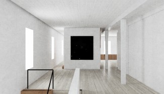 Rendered view toward bedroom cluster