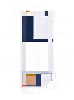First Floor Fields and Elements No. 3, digital print with pencil, pastel, and oil pastel, 20” x 26”