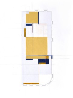 Second Floor Fields and Elements No. 1, digital print with pencil, pastel, and oil pastel, 20” x 26”