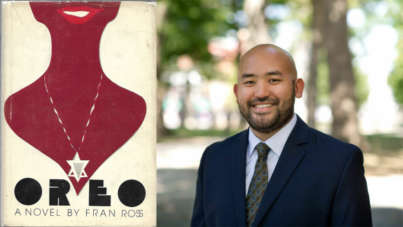 Image of the speaker and a picture of Oreo's book jacket