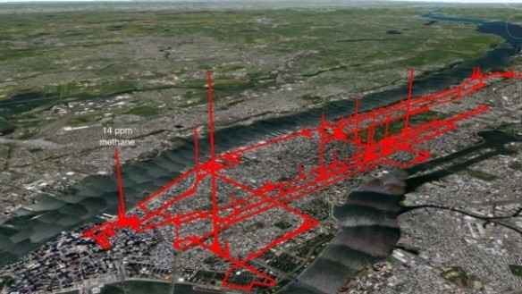Results of methane survey of parts of Manhattan on 27 November 2012