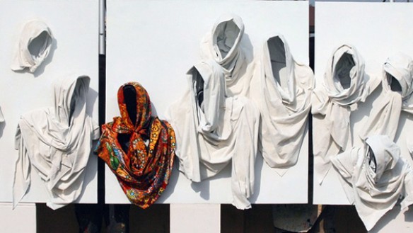 Detail: 'Orange Scarf Goes to Heaven' (2013) by Peju Alatise